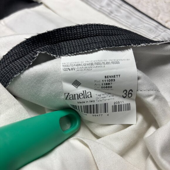 Zanella Bennet Men Gray Pure Virgin Wool Dress Pants Made in Italy Slacks 35x30 - Picture 9 of 11